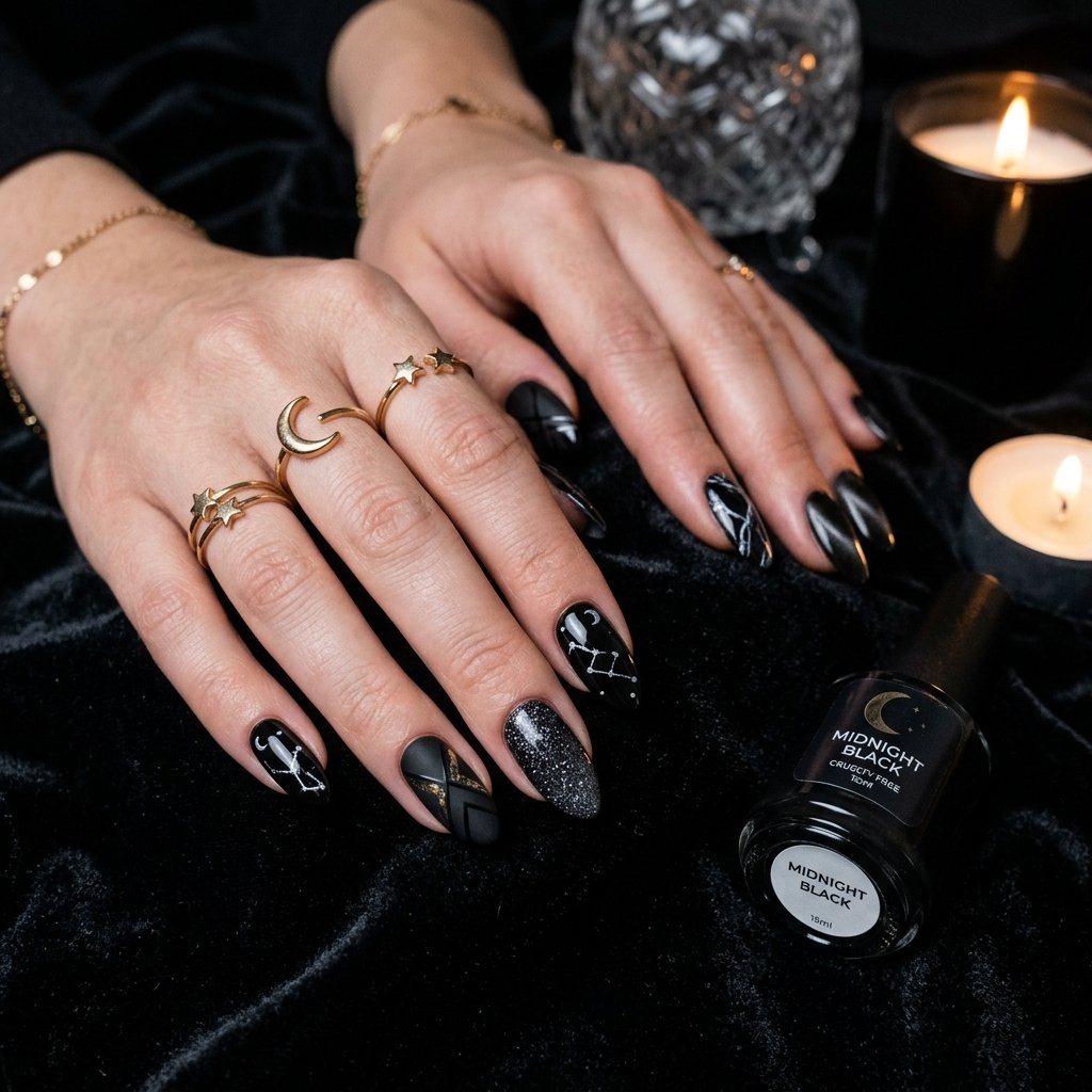Midnight Black Nail Creations