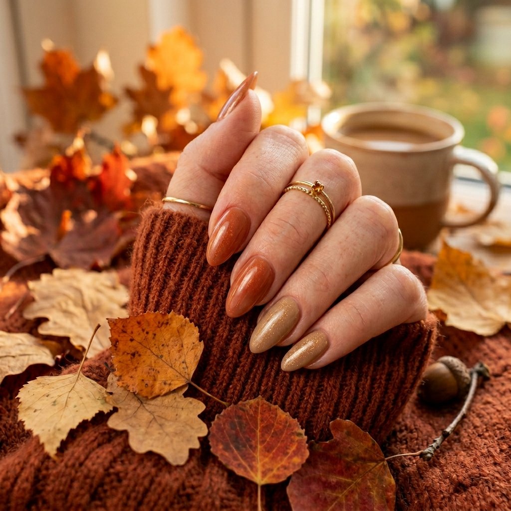 Soft, Glazed & Gorgeous:30 Milky Nails Ideas for Every Mood and Season 21 Milky Autumn Nails Ideas
