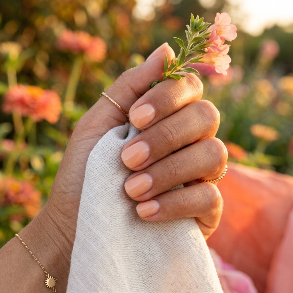 Soft, Glazed & Gorgeous:30 Milky Nails Ideas for Every Mood and Season 4 Milky Peach Nails Ideas