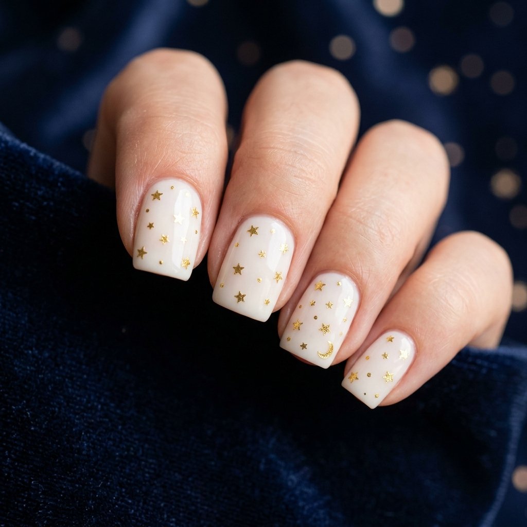 Soft, Glazed & Gorgeous:30 Milky Nails Ideas for Every Mood and Season 12 Milky Star Nails Ideas