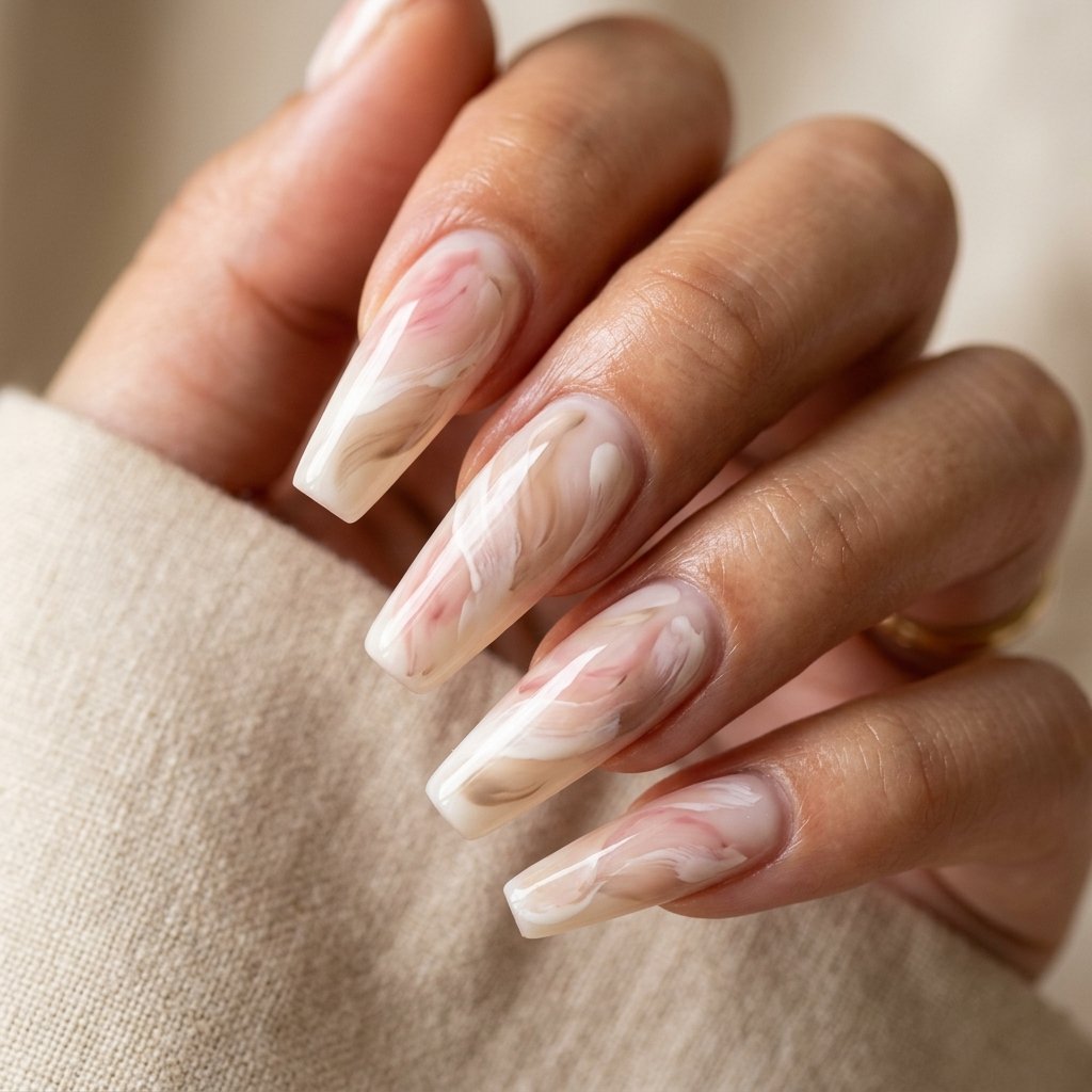 Soft, Glazed & Gorgeous:30 Milky Nails Ideas for Every Mood and Season 14 Milky Abstract Nails Ideas