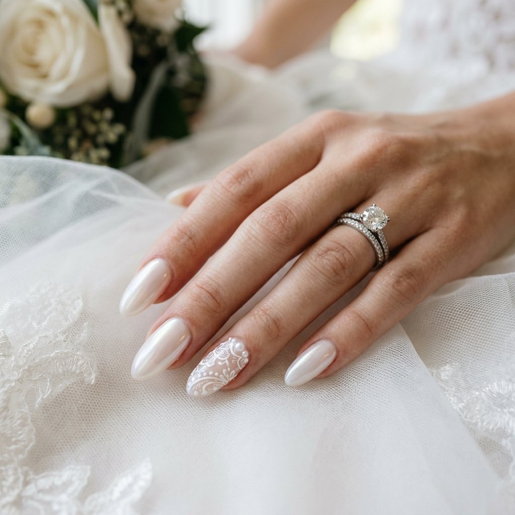 Soft, Glazed & Gorgeous:30 Milky Nails Ideas for Every Mood and Season 23 Milky Bridal Nails Ideas