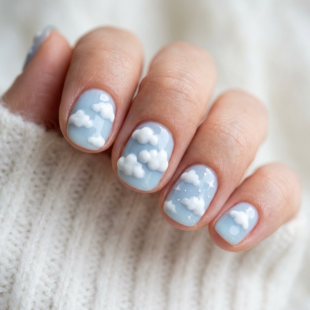 Soft, Glazed & Gorgeous:30 Milky Nails Ideas for Every Mood and Season 31 Milky Cloud Nails Ideas