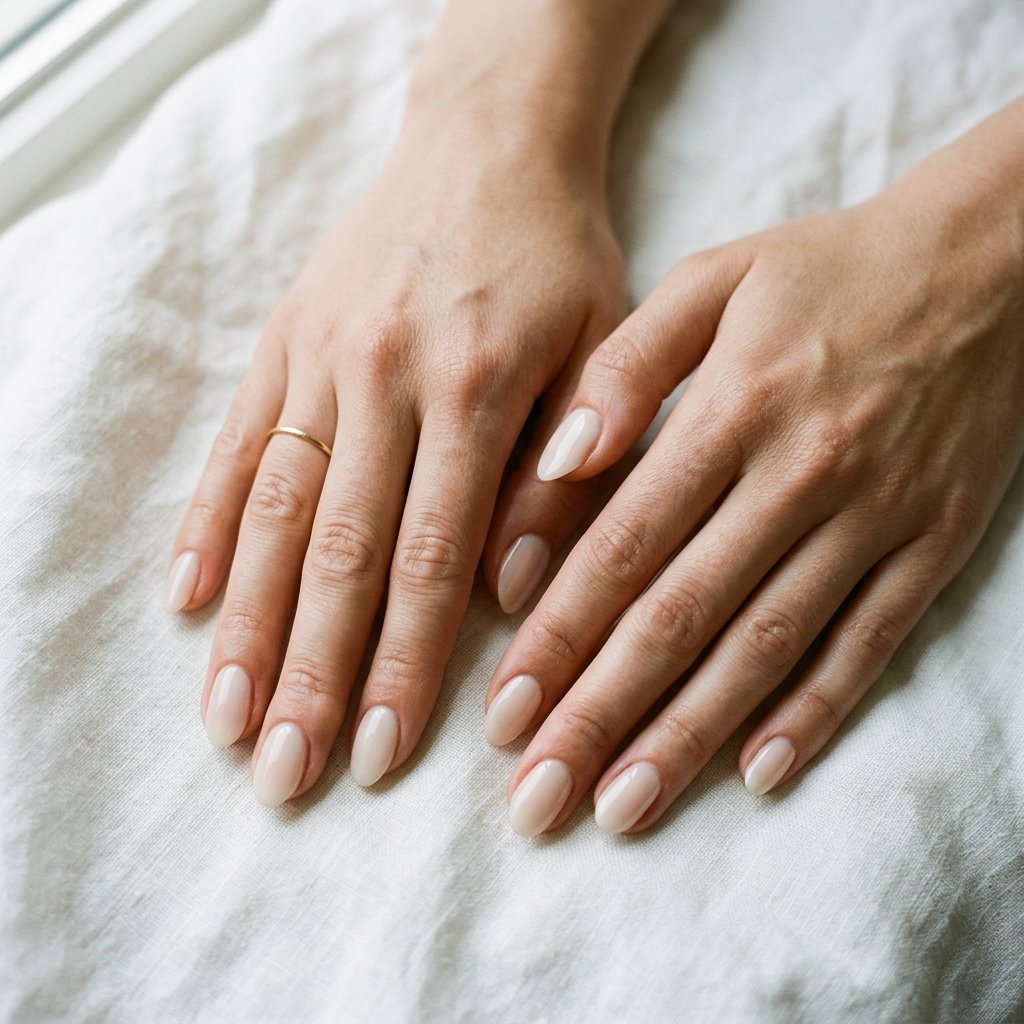 Soft, Glazed & Gorgeous:30 Milky Nails Ideas for Every Mood and Season 7 Milky Oval Nails Ideas