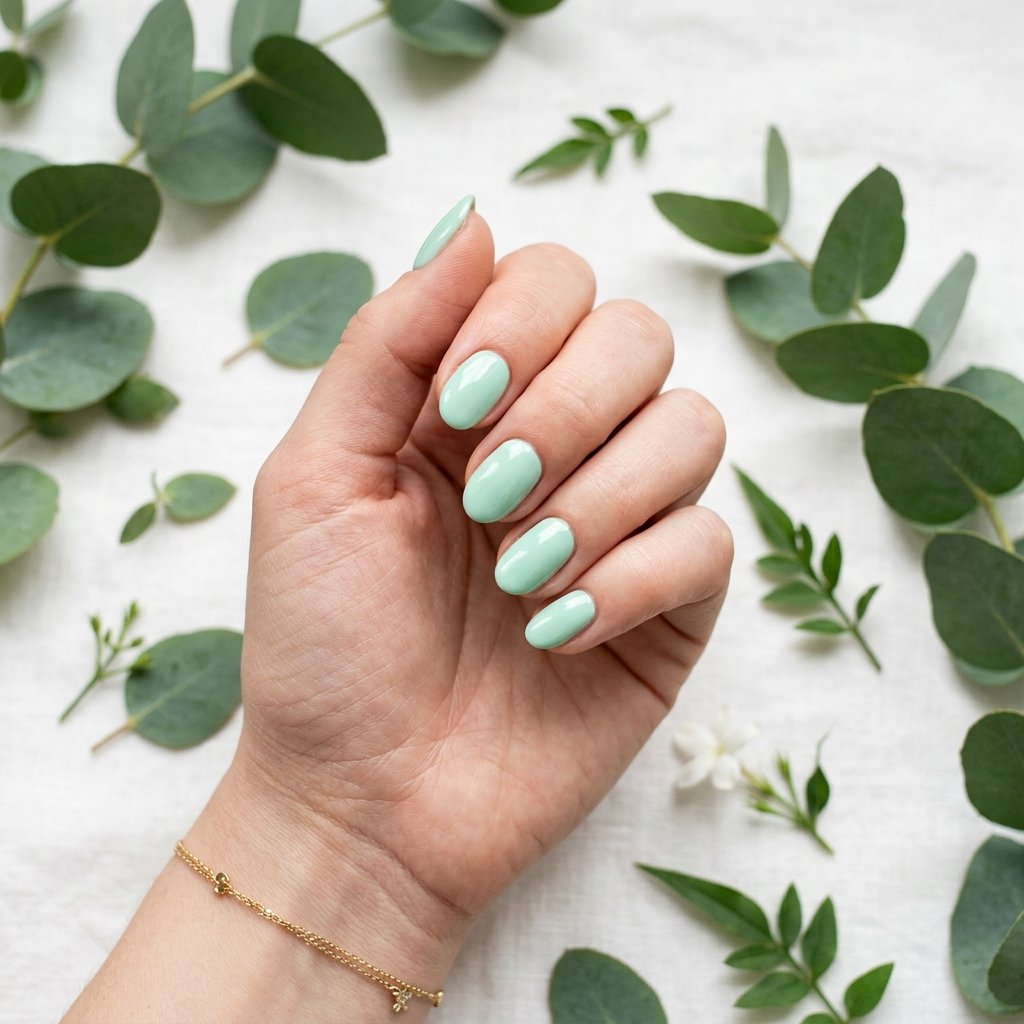 Classy Spring Nails With Mint Green