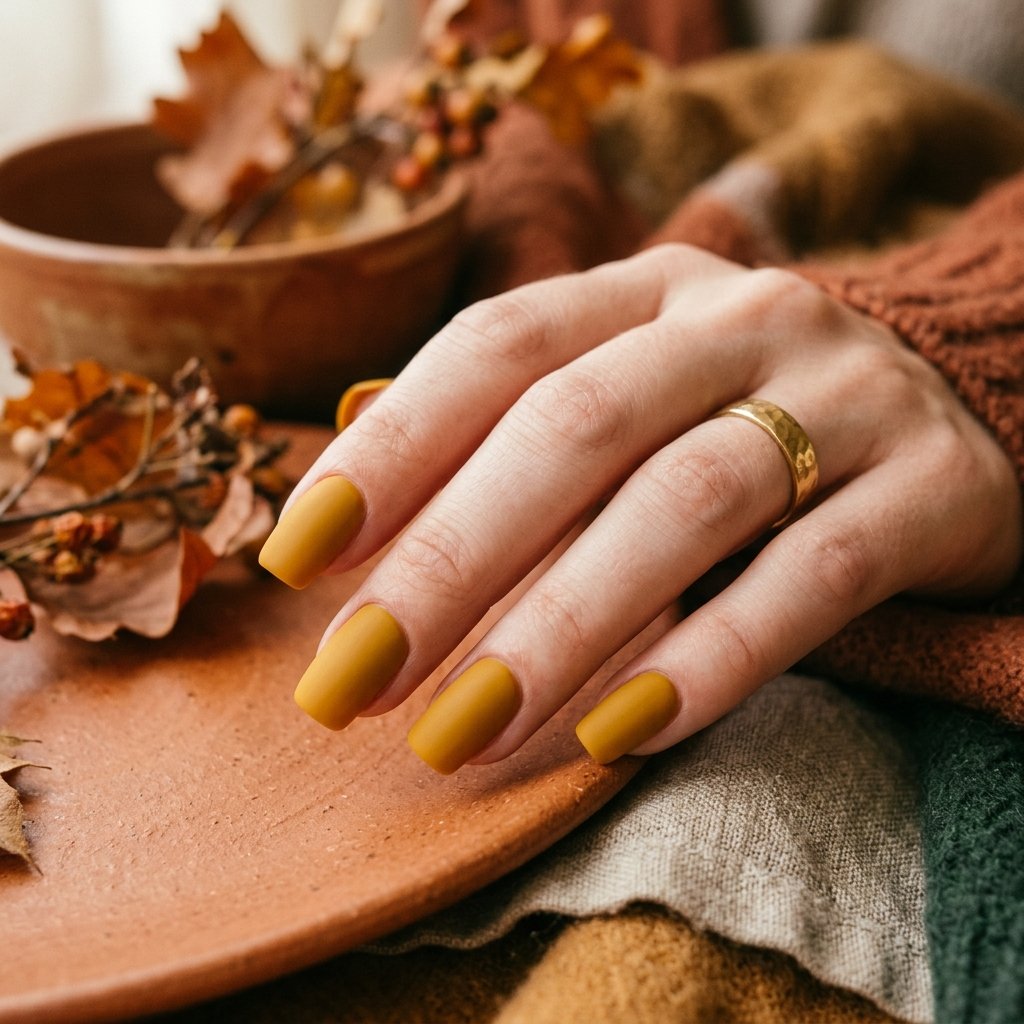 30 Nails Yellow Ideas: The Ultimate Guide to Sunshine Inspired Nail Art 7 Mustard Yellow Nails