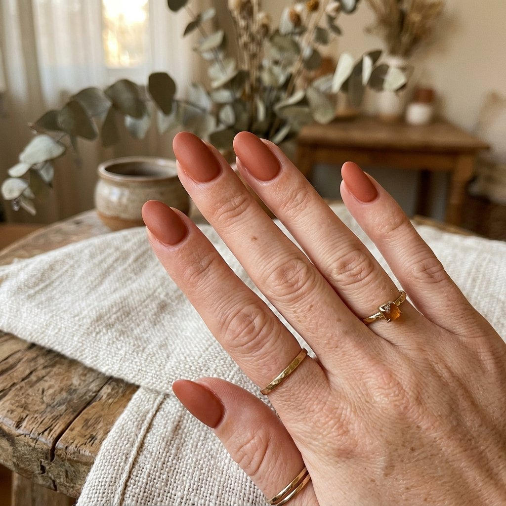 Natural Earthy Tone Nails Idea
