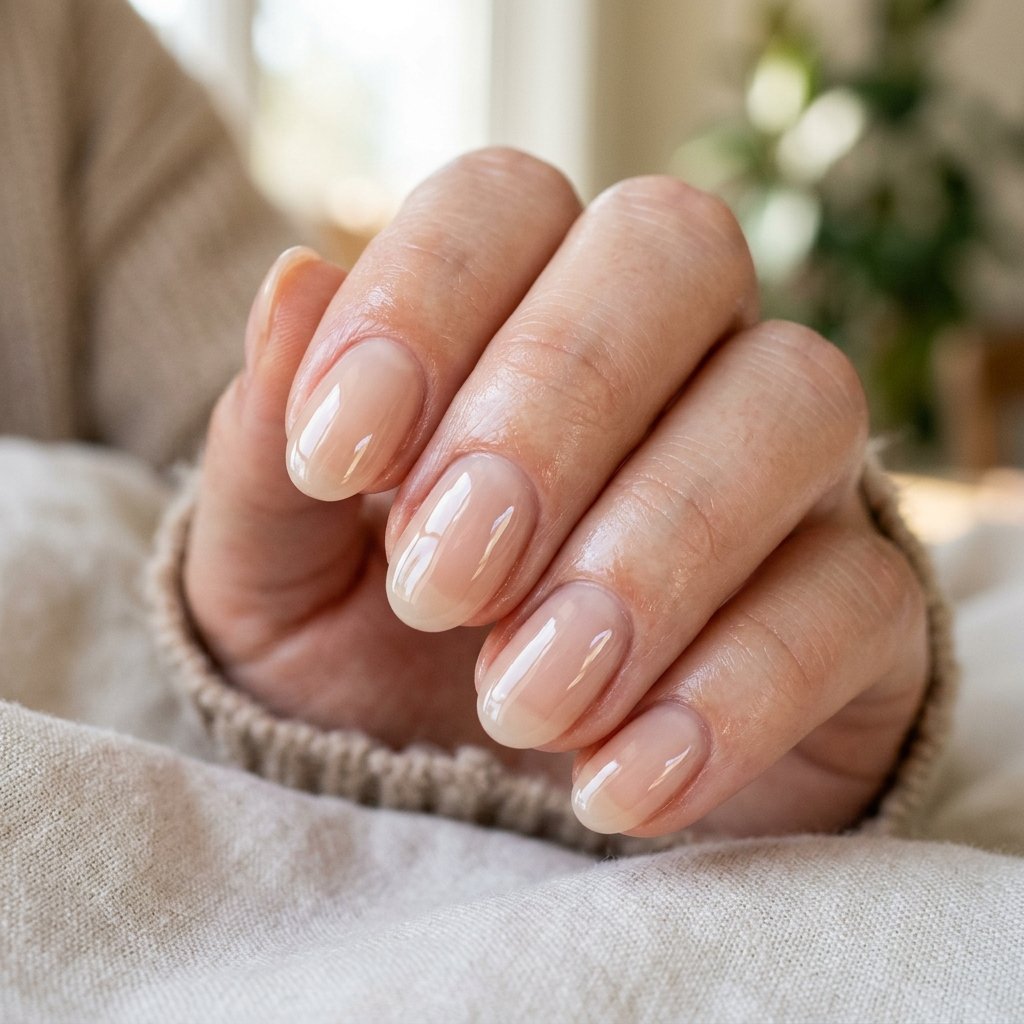 Natural Glossy Nails Idea