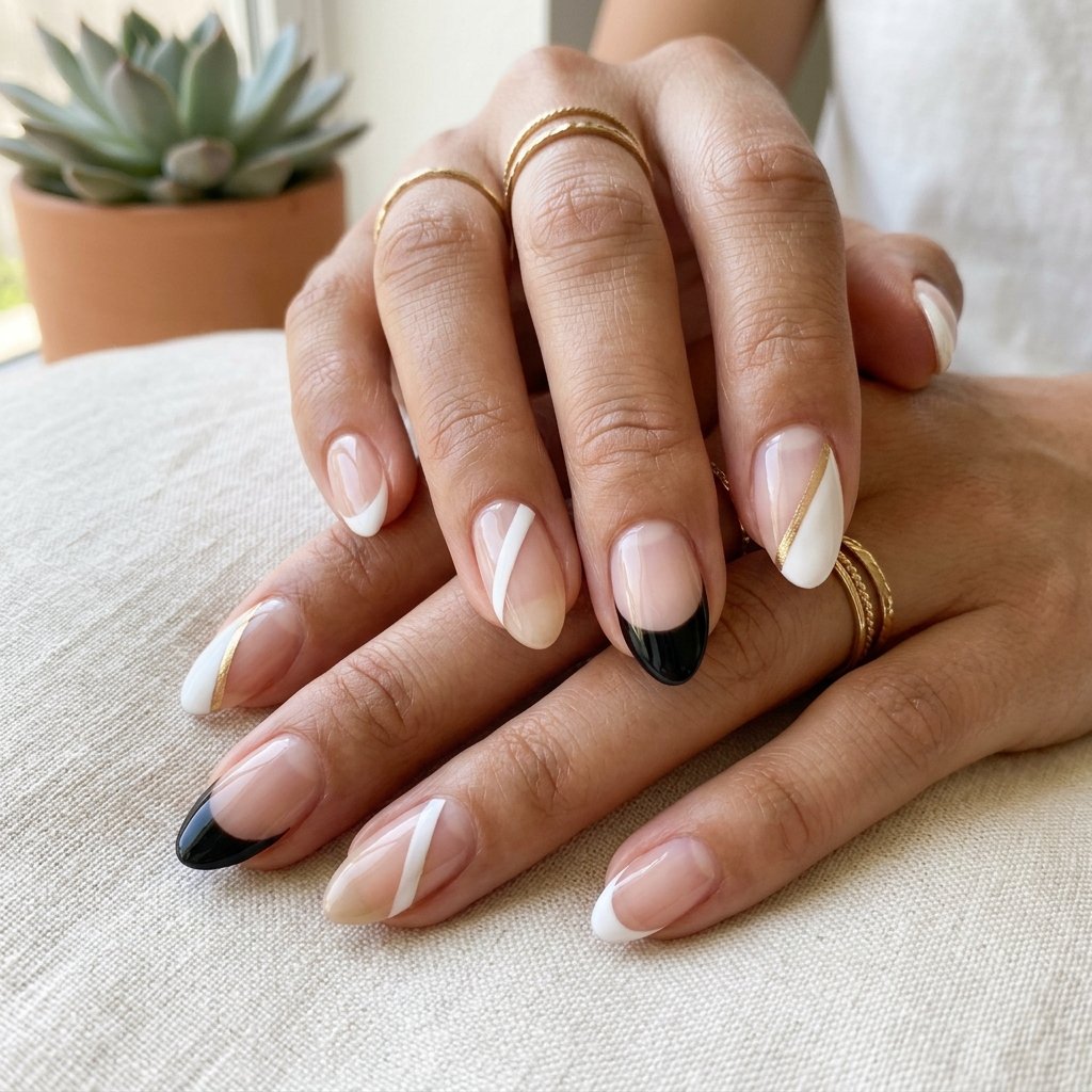 Negative Space Almond Nails