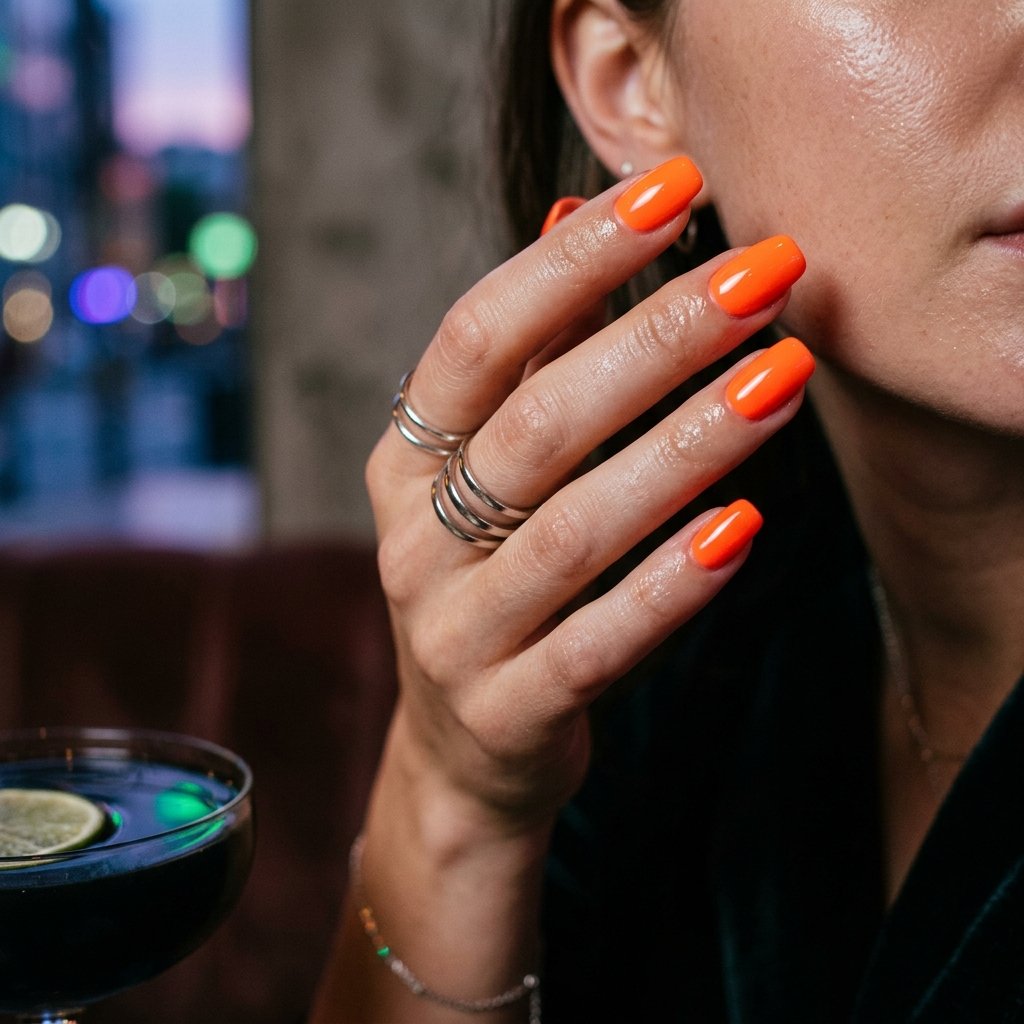 Nails Orange Ideas: 30 Creative Looks to Inspire Your Next Manicure 4 Neon Orange Nail Statement
