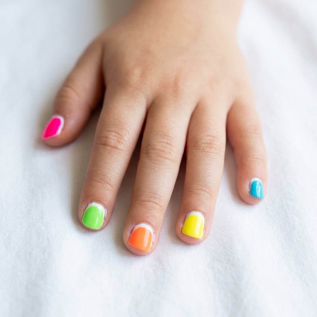 30 Nails for Kids Ideas: Cute, Creative and Colorful Designs to Try 17 Neon Nails for Kids Ideas