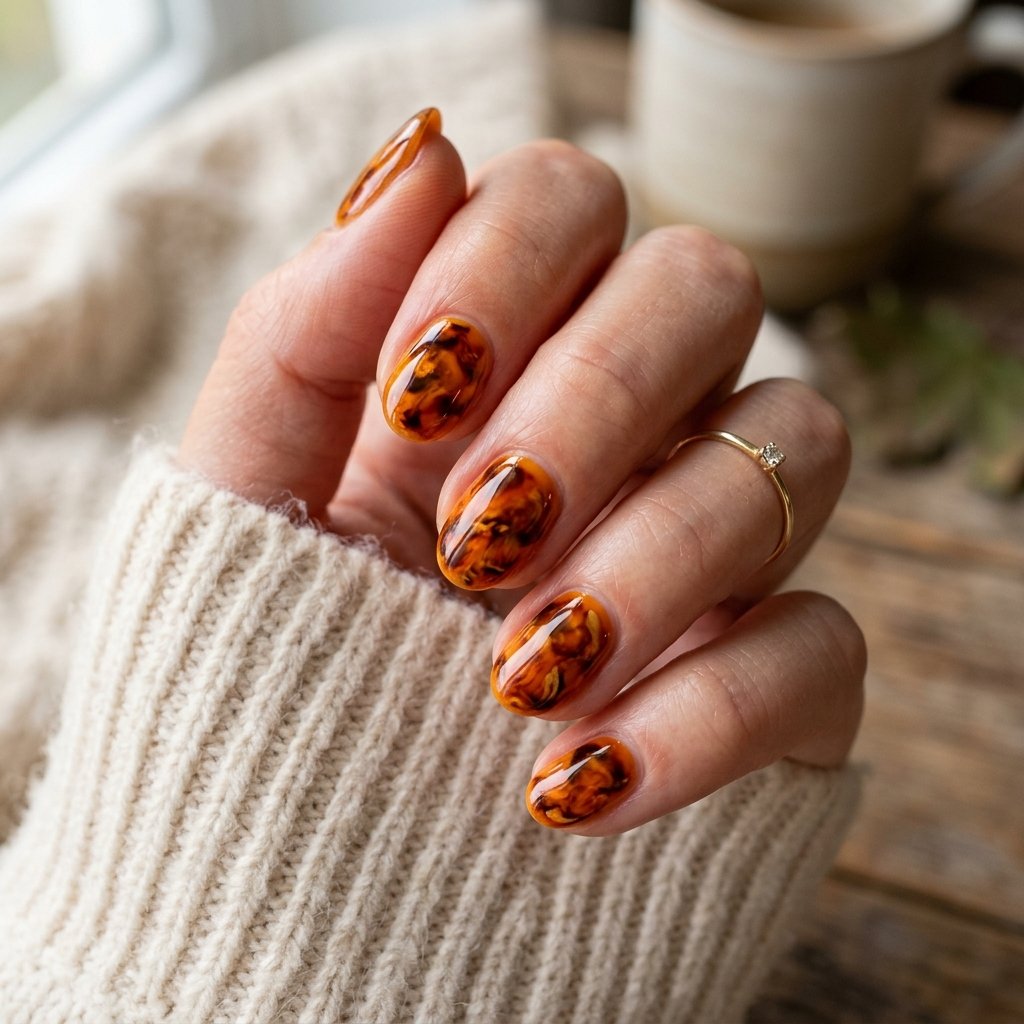 Nails Orange Ideas: 30 Creative Looks to Inspire Your Next Manicure 25 Orange Tortoiseshell Nail
