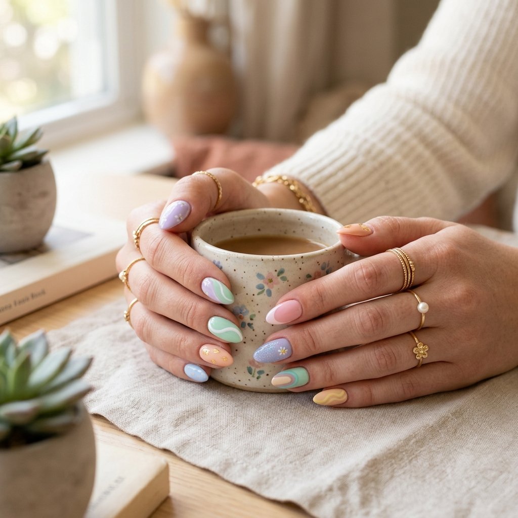 Pastel Almond Nail Looks