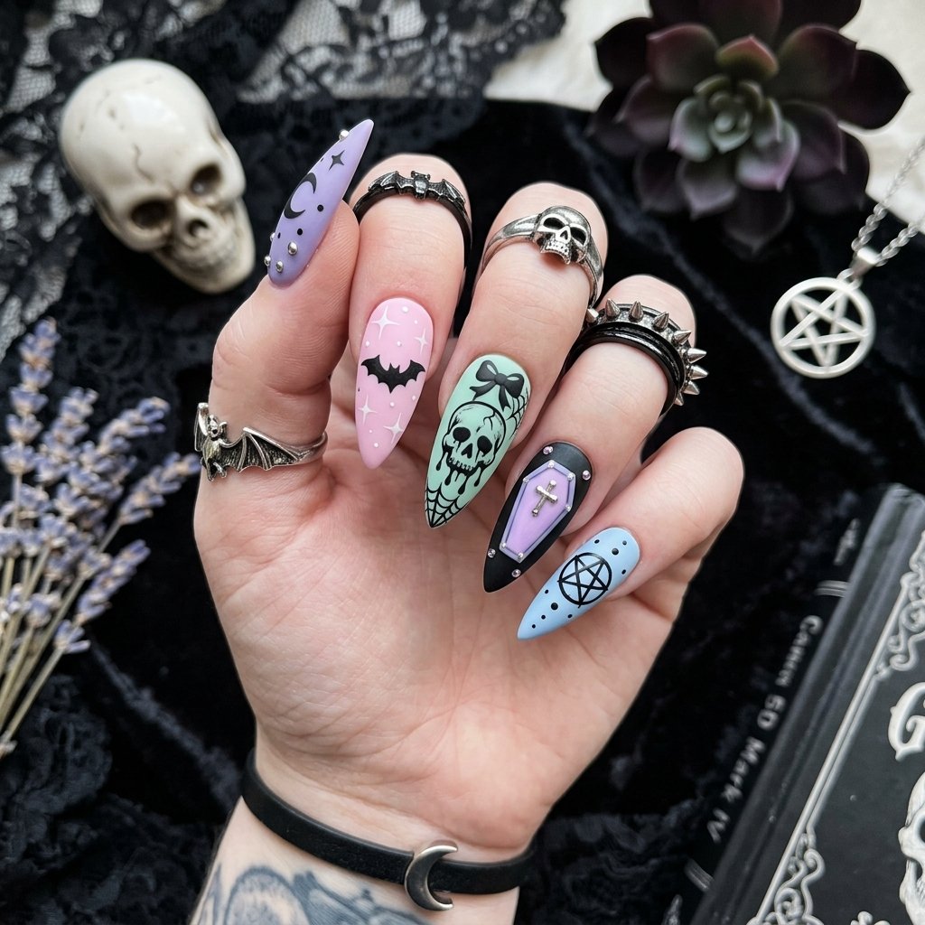 Pastel Goth Nails Aesthetic Ideas