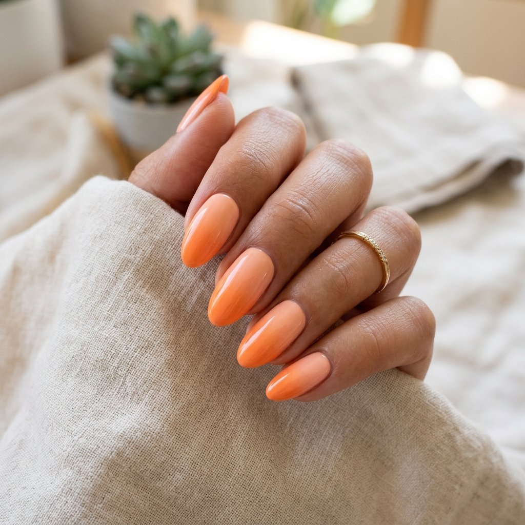 Nails Orange Ideas: 30 Creative Looks to Inspire Your Next Manicure 3 Peach and Orange Gradient Nail