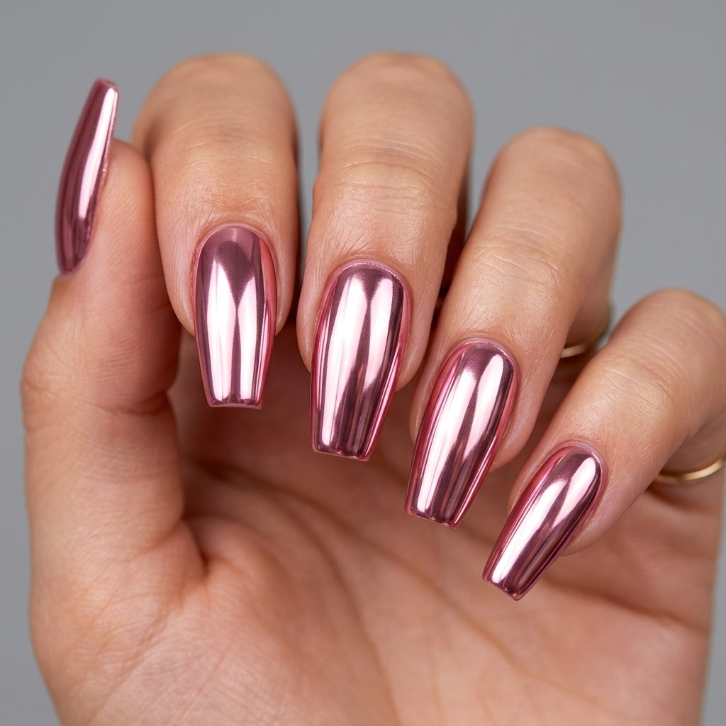 Pink Chrome Nails