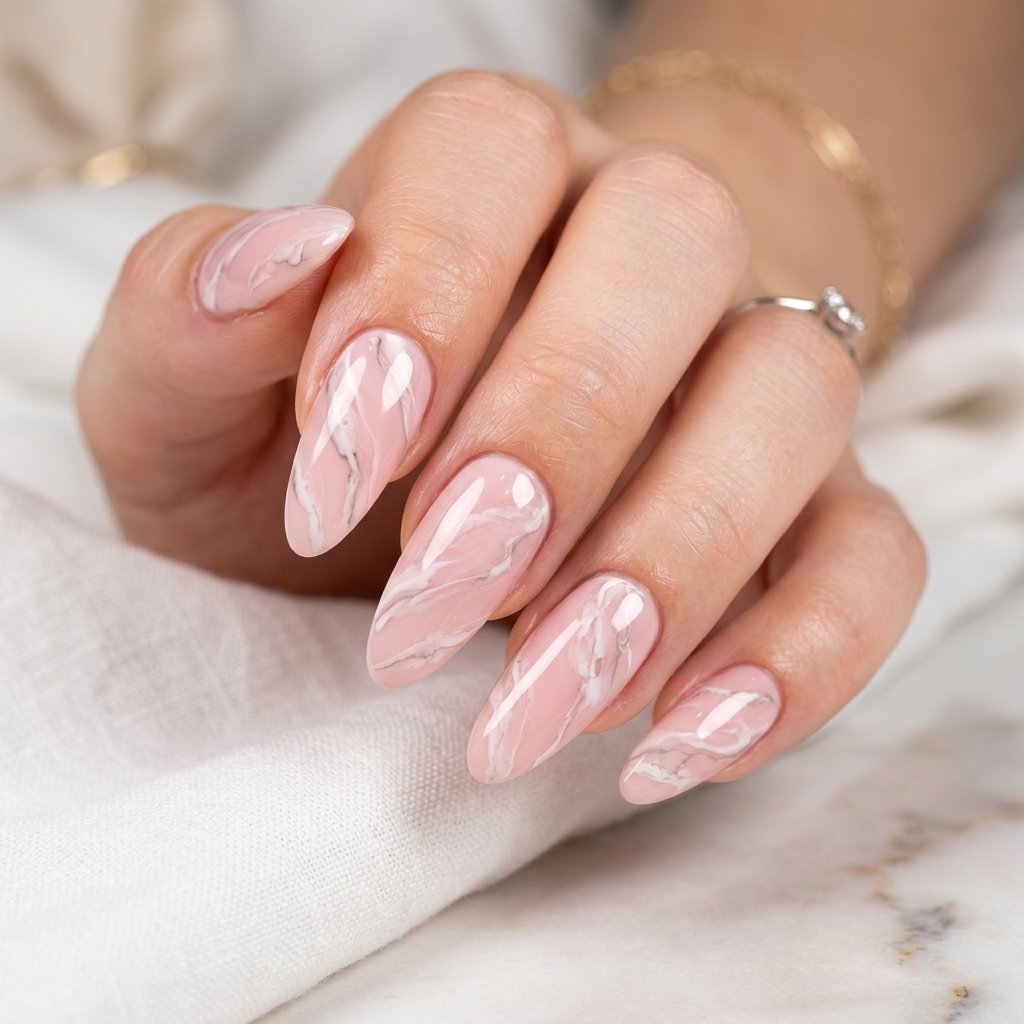 Pink Marble Nails