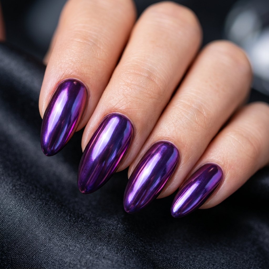 Nails Purple Ideas: 30 Stunning Looks for Every Shade and Style 7 Purple Chrome Nails Ideas