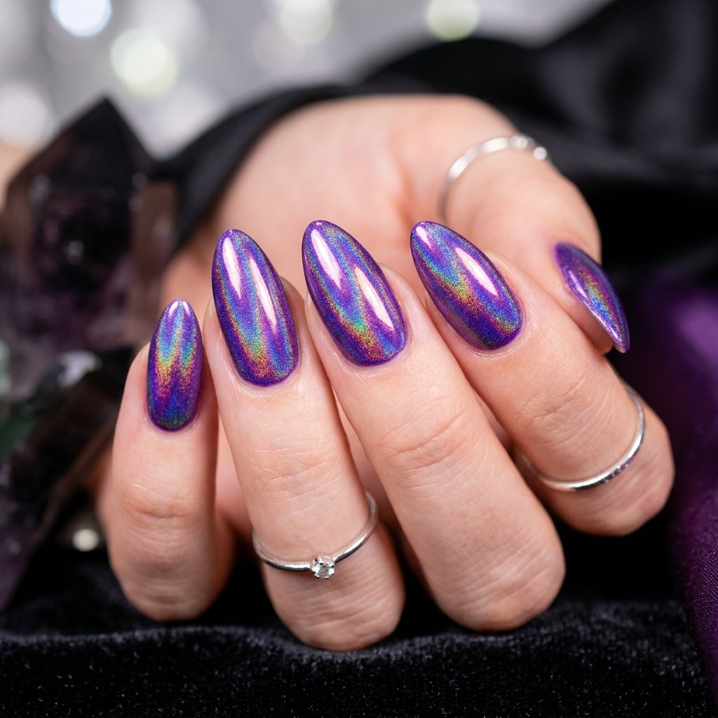 Nails Purple Ideas: 30 Stunning Looks for Every Shade and Style 24 Purple Holographic Nails Ideas