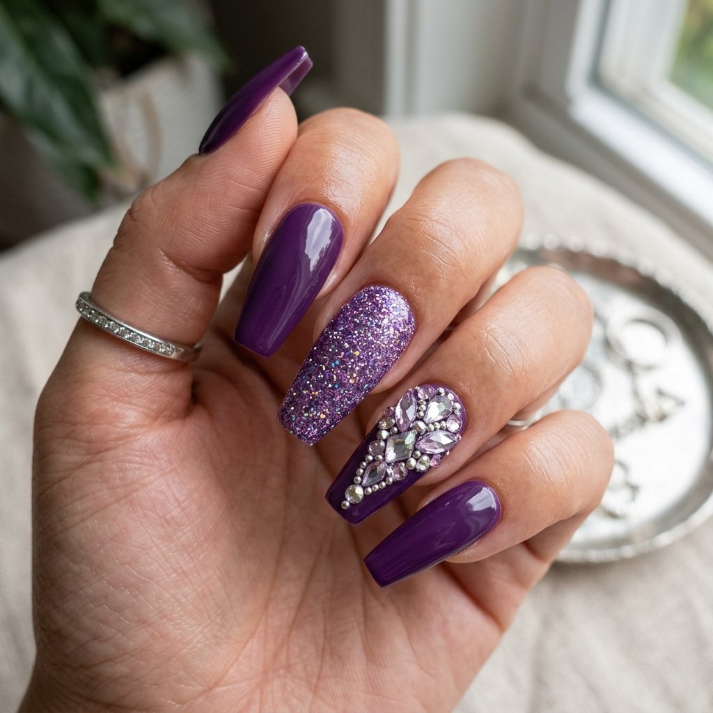 Nails Purple Ideas: 30 Stunning Looks for Every Shade and Style 27 Nails Purple Press-On Ideas