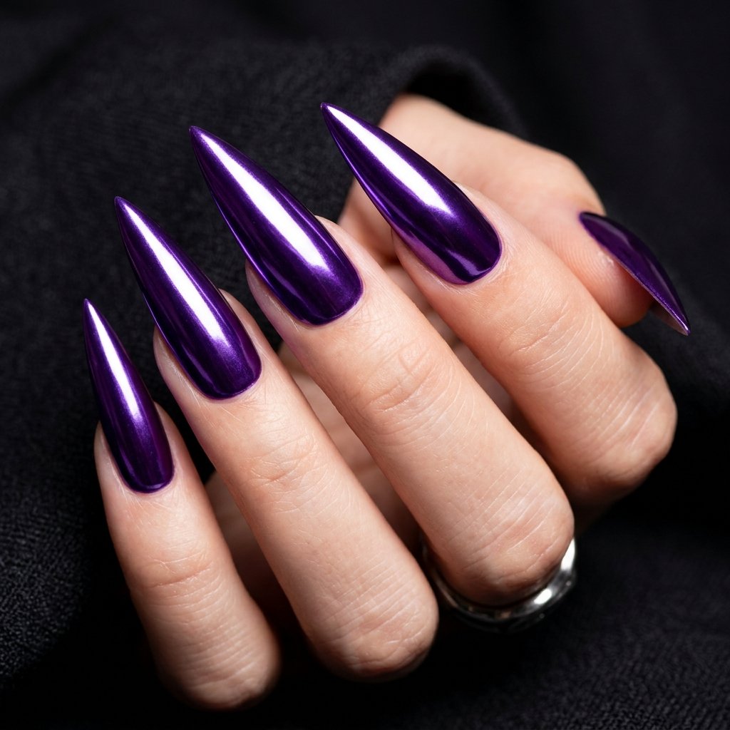 Nails Purple Ideas: 30 Stunning Looks for Every Shade and Style 21 Purple Stiletto Nails Ideas