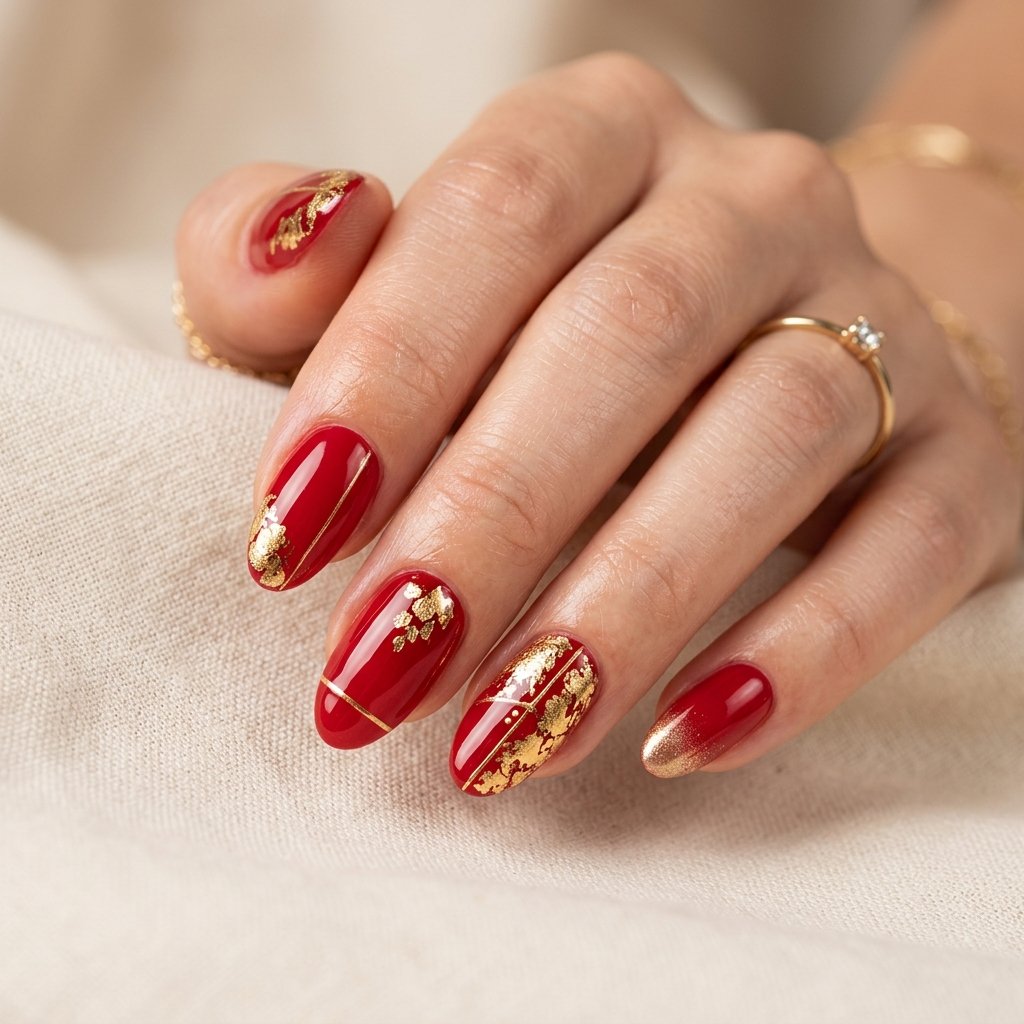 30 Nails Red Ideas: Stunning Ways to Rock the Classic Color 2 Nails Red with Gold Accents Ideas