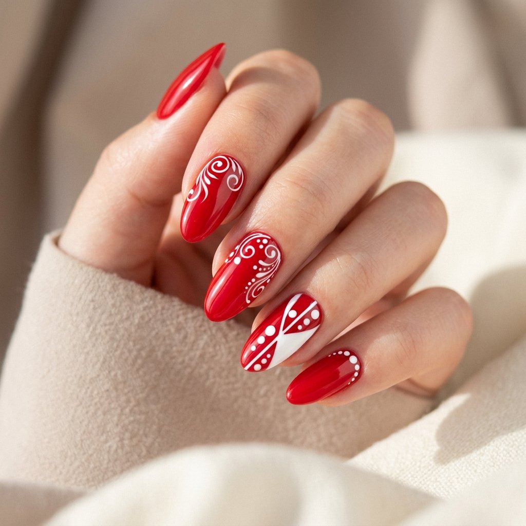30 Nails Red Ideas: Stunning Ways to Rock the Classic Color 14 Nails Red with White Nail Art Ideas