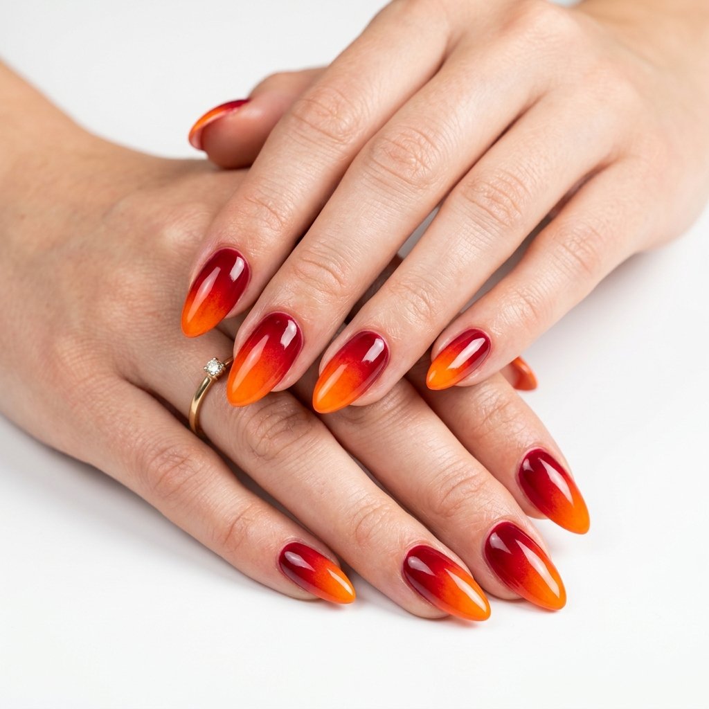 30 Nails Ombre Ideas: Stunning Looks to Inspire Your Next Manicure 9 Red to Orange Ombre Nails