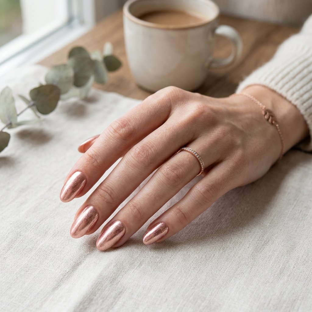 Nails Oval Ideas: 30 Beautiful Designs to Inspire Your Next Manicure 17 Rose Gold Oval Nails