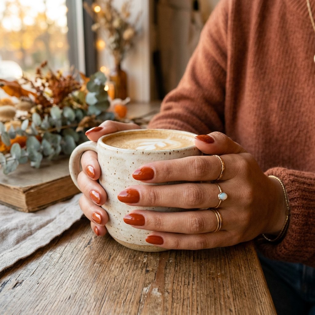 Nails Orange Ideas: 30 Creative Looks to Inspire Your Next Manicure 6 Rust Orange Nail Aesthetic