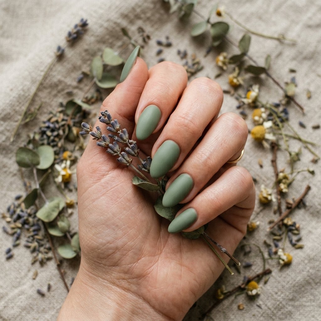 Classy Spring Nails With Sage Green