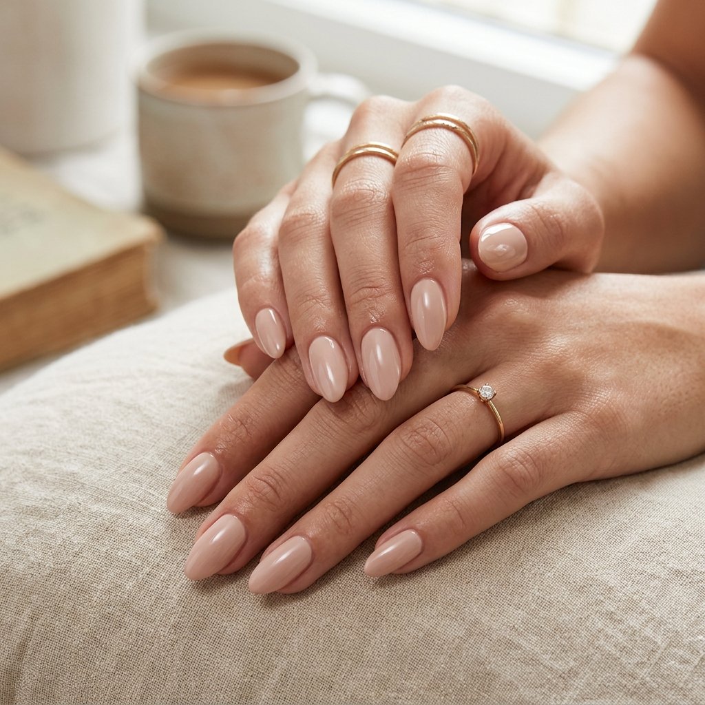 Soft Nude Almond Nails