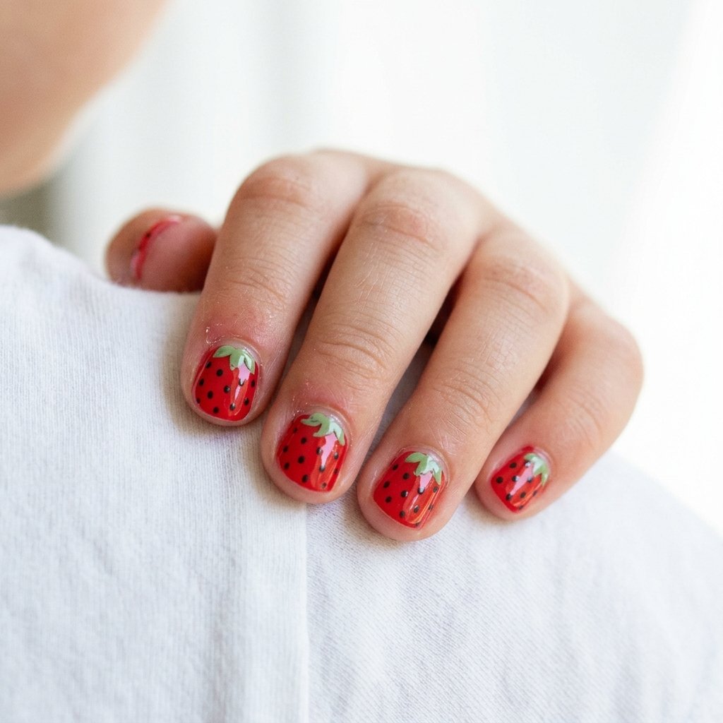 30 Nails for Kids Ideas: Cute, Creative and Colorful Designs to Try 19 Strawberry Nails for Kids Ideas