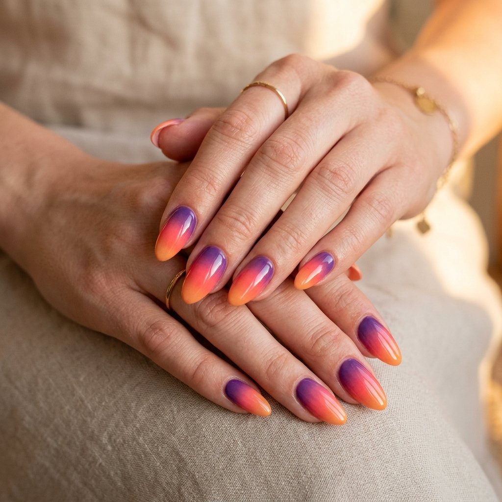 30 Nails Ombre Ideas: Stunning Looks to Inspire Your Next Manicure 4 Sunset Ombre Nails