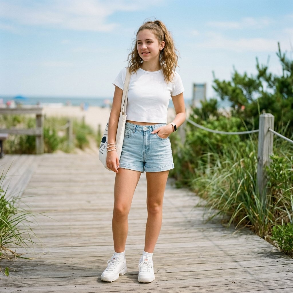 30 Cute Summer Outfits for Teens That Are Trendy, Fun & Easy to Style 3 Denim Shorts Outfit