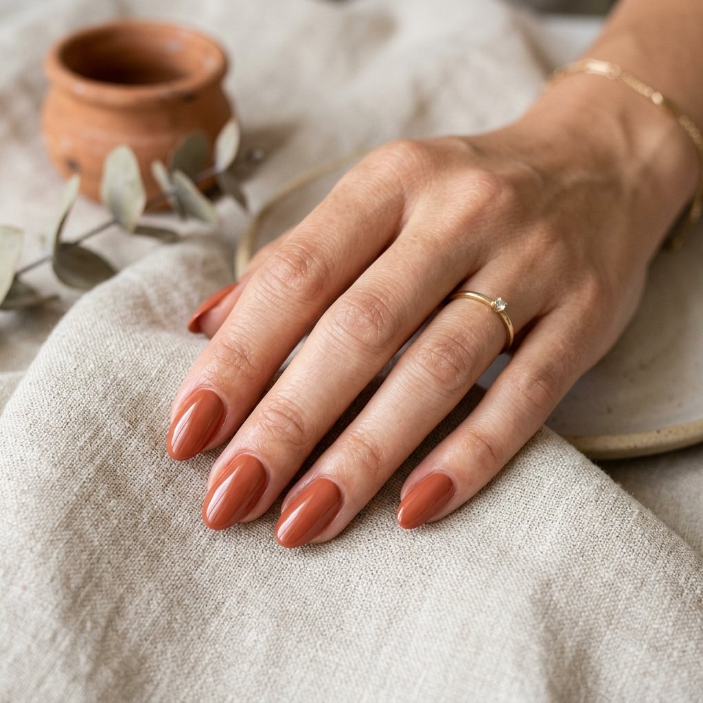 Nails Oval Ideas: 30 Beautiful Designs to Inspire Your Next Manicure 9 Terracotta Oval Nails