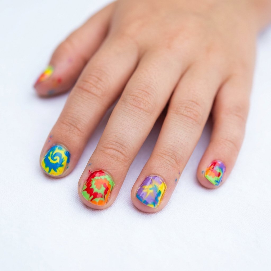 30 Nails for Kids Ideas: Cute, Creative and Colorful Designs to Try 30 Tie Dye Nails for Kids Ideass
