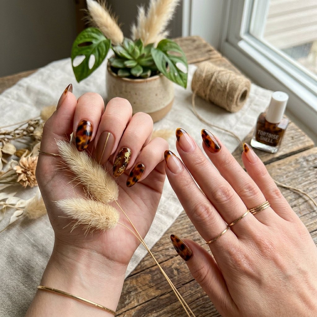 Tortoiseshell Almond Nail Designs