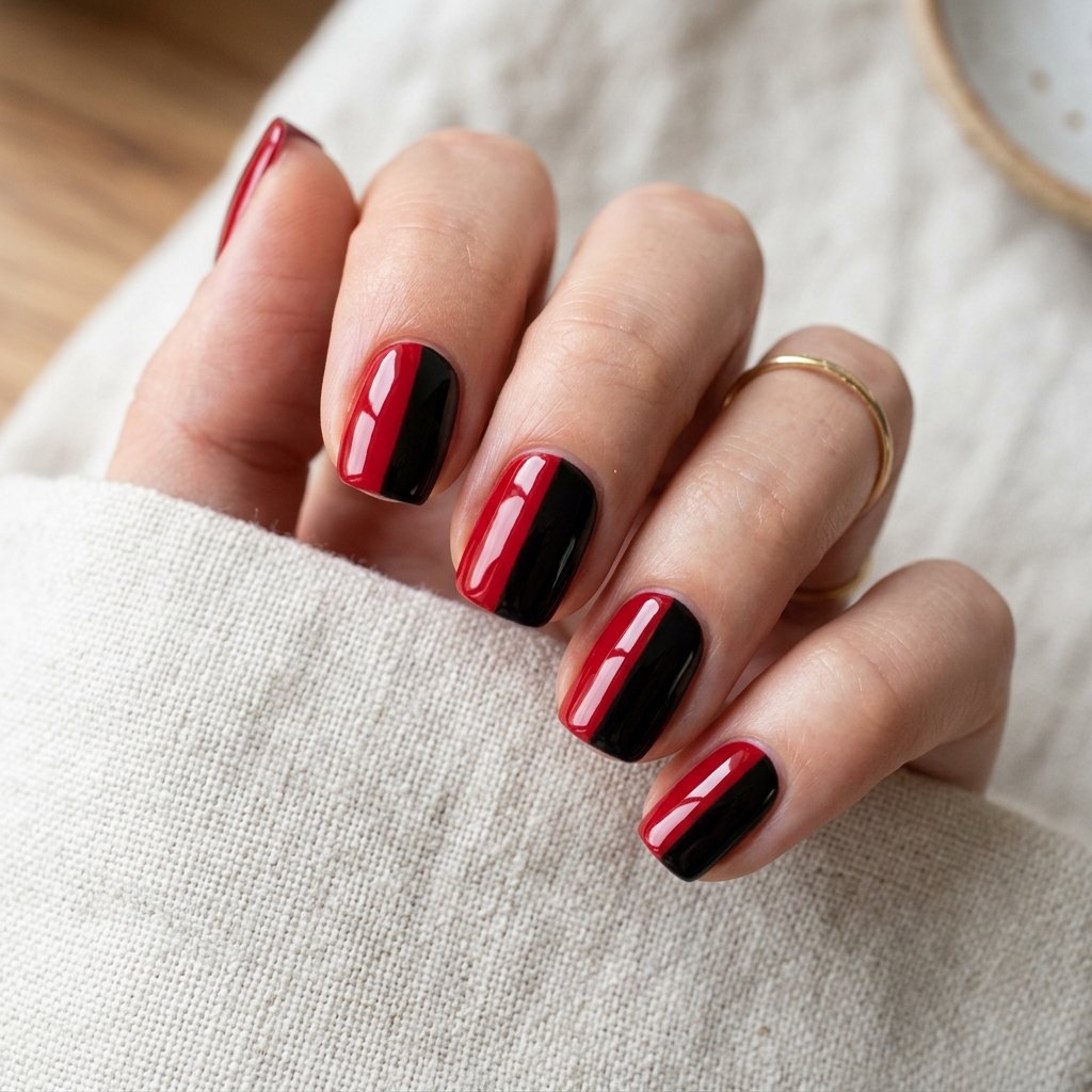 30 Nails Red Ideas: Stunning Ways to Rock the Classic Color 29 Two Tone Nails Red Ideas