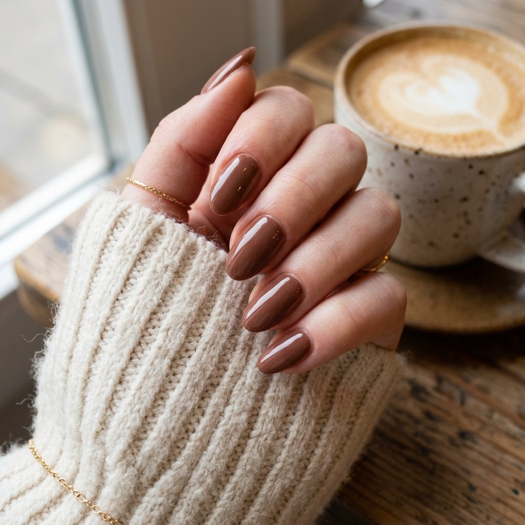 Nails Oval Ideas: 30 Beautiful Designs to Inspire Your Next Manicure 10 Warm Mocha Oval Nails