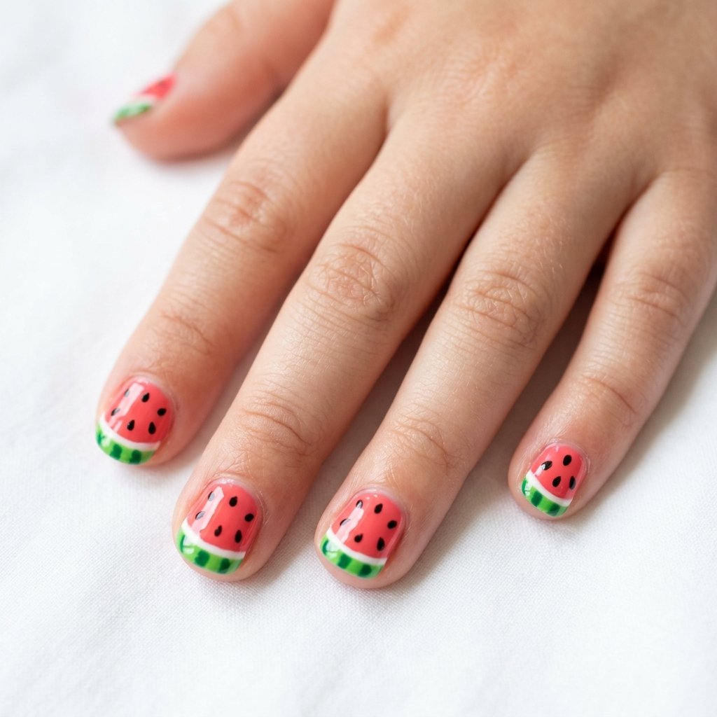 30 Nails for Kids Ideas: Cute, Creative and Colorful Designs to Try 13 Watermelon Nails for Kids Ideas