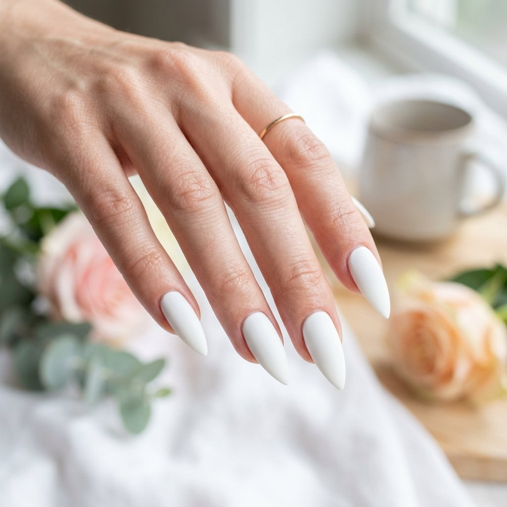 30 Nails Stiletto Ideas: Bold and Beautiful Looks to Inspire Your Next Manicure 8 White Stiletto Nails Ideas