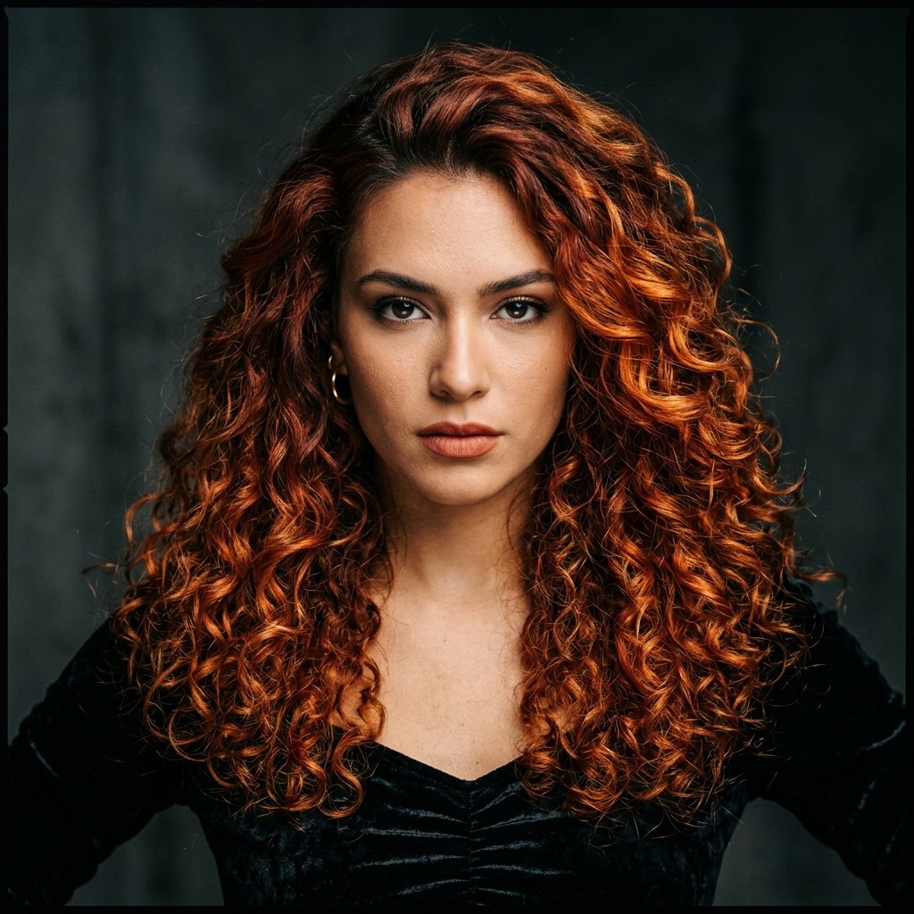 Curly Hair with Bold Color Idea