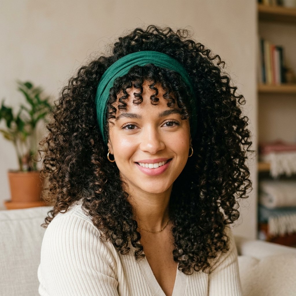 Curly Hair with Headband Idea