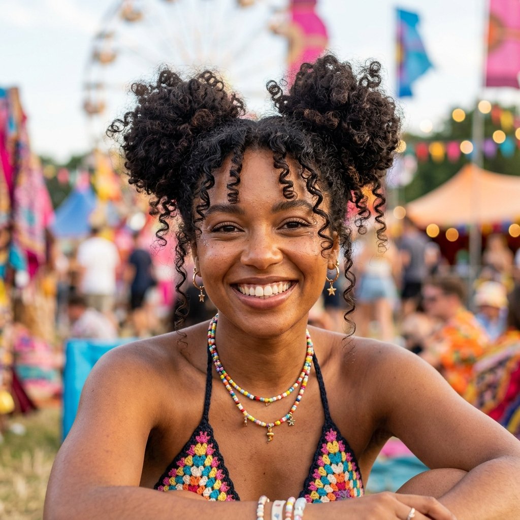 Curly Space Buns Idea