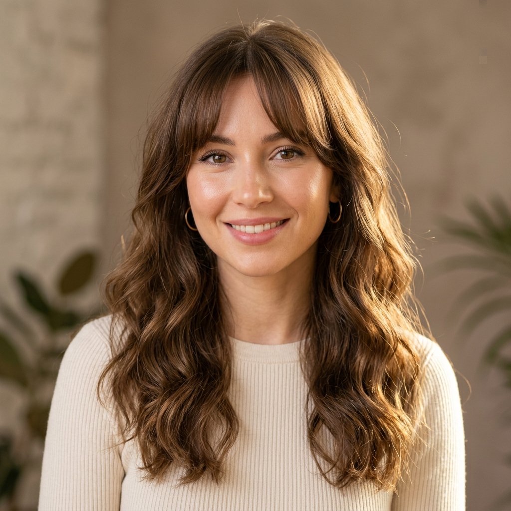 Curtain Bangs with Loose Waves Idea