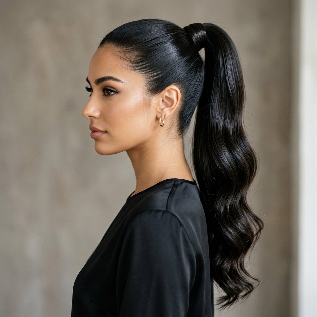 Sheer Ponytail with Wrap Idea