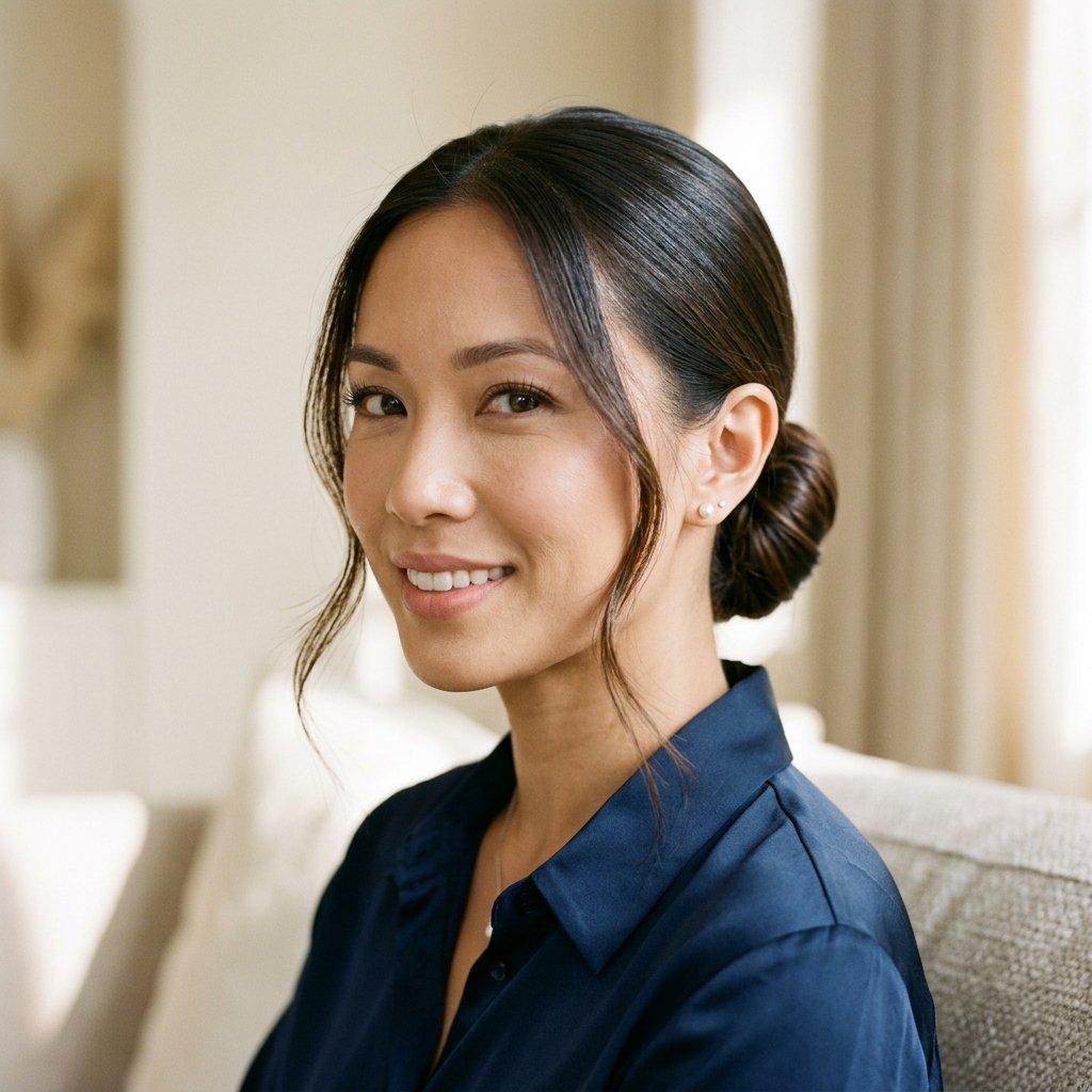 Sleek Low Bun with Wispy Tendrils Idea