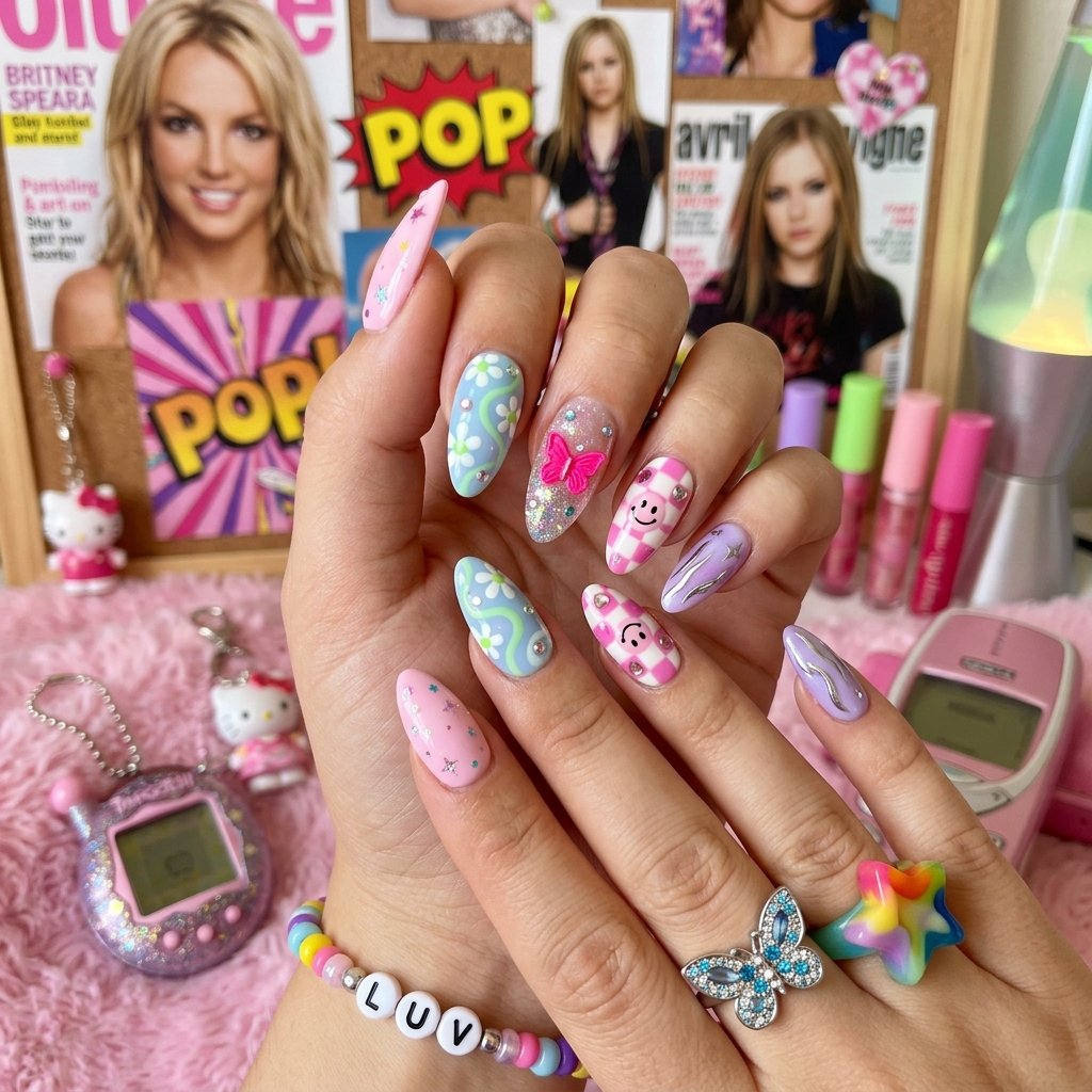 Y2K-Inspired Almond Nails