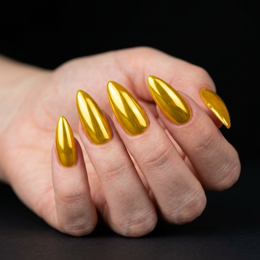 30 Nails Yellow Ideas: The Ultimate Guide to Sunshine Inspired Nail Art 17 Yellow Chrome Nails